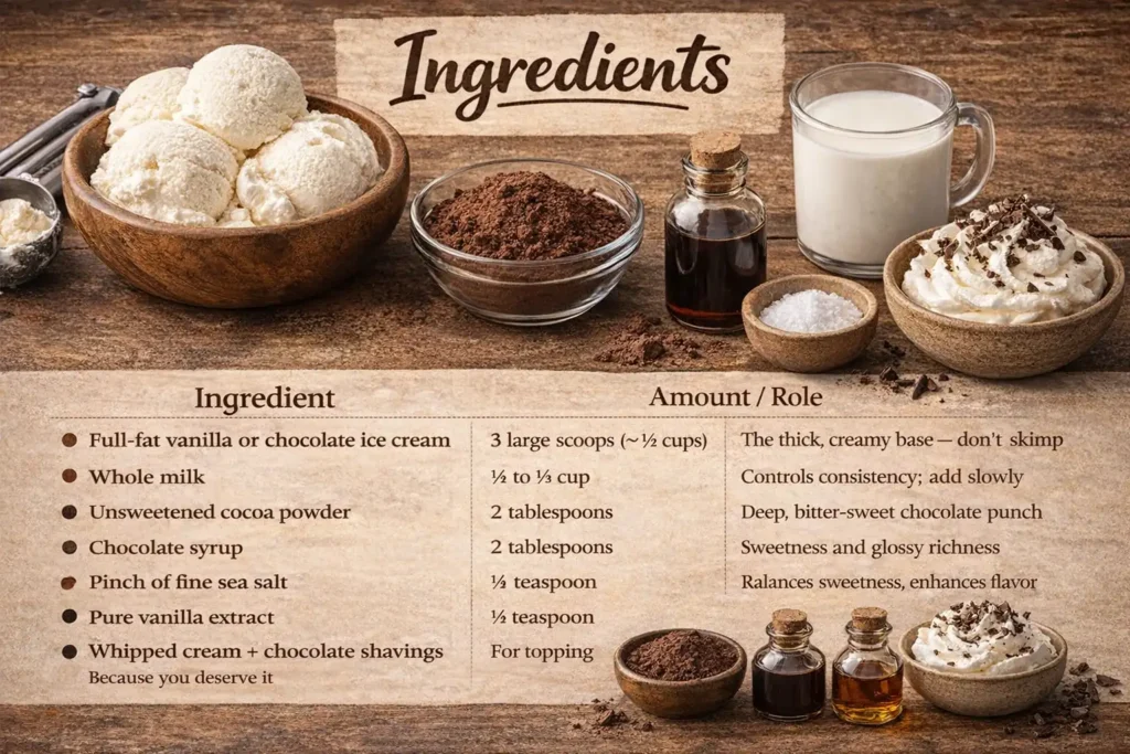 chocolate milkshake ingredients 